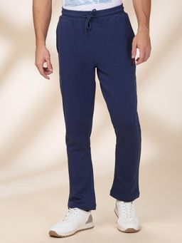 Being Human - Men Solid Navy Blue Cotton Trackpant