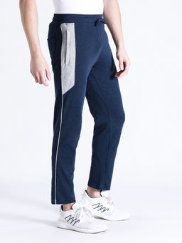 Crocodile - Men Solid Navy Blue Melange Slim Fit Trackpant