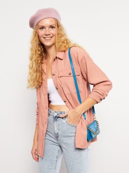 LC WAIKIKI - Front Button Closure Straight Long Sleeve Corduroy Womens Shirt Jacket