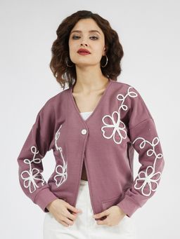 AAREIN - Mauve Floral Front Open Sweatshirt