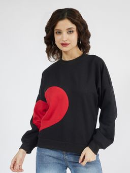AAREIN - Black Heart Colourblocked Fleece Sweatshirt