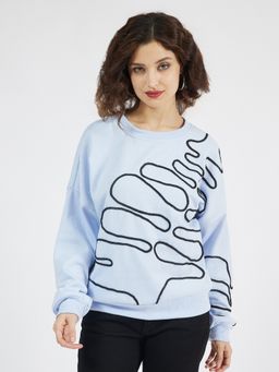 AAREIN - Blue Abstract Fleece Sweatshirt
