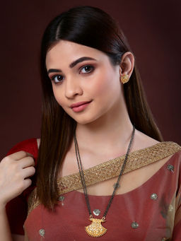 PANASH - Gold-Plated Beaded Handcrafted Mangalsutra With Earrings