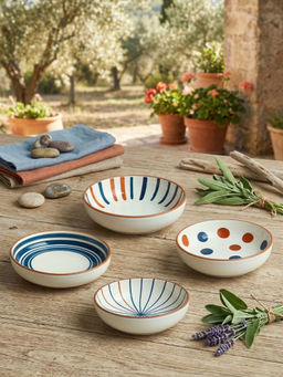YELONA - White Porcelain Dip Microwave Safe Chutney Bowls (Pack Of 4)