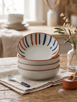 YELONA - White Porcelain Dip Microwave Safe Chutney Bowls (Pack Of 4)