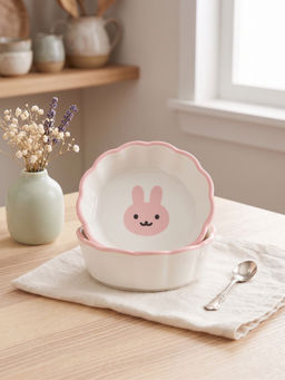 YELONA - White Looney Porcelain Microwave Safe Dip Bowls (Pack Of 2)