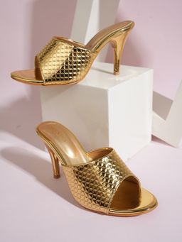 SCENTRA - Naila Gold Textured Heels