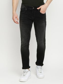 Spykar - Charcoal Black Cotton Slim Fit Narrow Length Jeans for Men (Skinny)