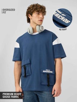 The Souled Store - Blue Printed Oversized Fit T-Shirt