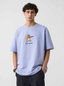The Souled Store - Blue Embroidered Oversized Fit T-Shirt