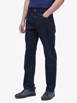 Rare Rabbit - Navy Blue Solid Regular Fit Jeans