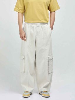 Rare Rabbit - Beige Solid Loose Fit Cargo