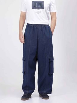 Rare Rabbit - Blue Solid Loose Fit Cargo