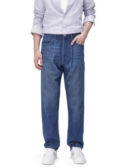 Rare Rabbit - Blue Solid Relaxed Fit Jeans