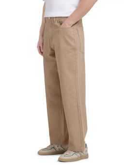 Rare Rabbit - Beige Solid Loose Fit Jeans