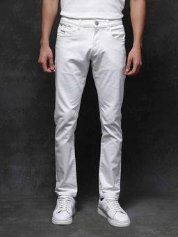 Rare Rabbit - Off White Solid Slim Fit Jeans