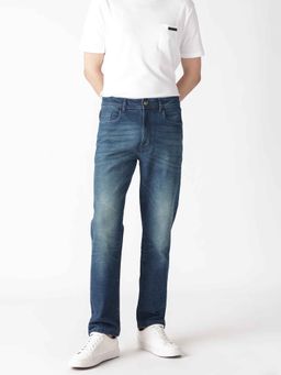 Rare Rabbit - Navy Blue Solid Slim Fit Jeans
