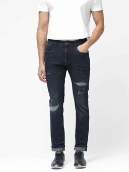 Rare Rabbit - Blue Solid Slim Fit Jeans