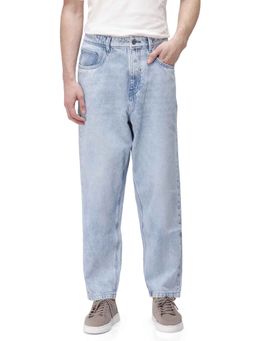 Rare Rabbit - Blue Solid Loose Fit Jeans