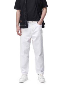Rare Rabbit - White Solid Loose Fit Jeans