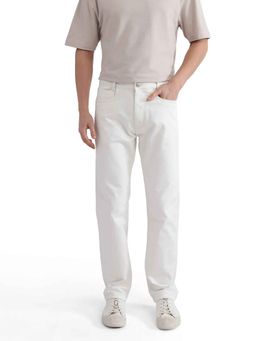 Rare Rabbit - White Solid Regular Fit Jeans