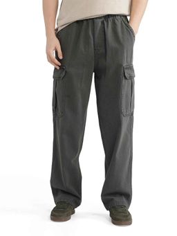 Rare Rabbit - Green Solid Loose Fit Cargo