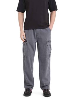 Rare Rabbit - Grey Solid Loose Fit Cargo