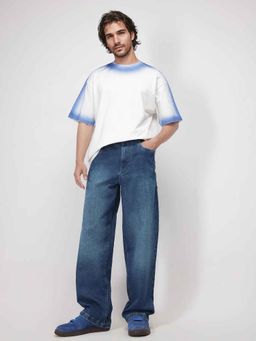 Rare Rabbit - Blue Solid Loose Fit Jeans