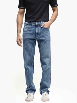 Rare Rabbit - Blue Solid Regular Fit Jeans