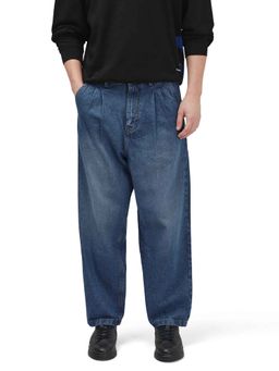 Rare Rabbit - Blue Solid Loose Fit Jeans