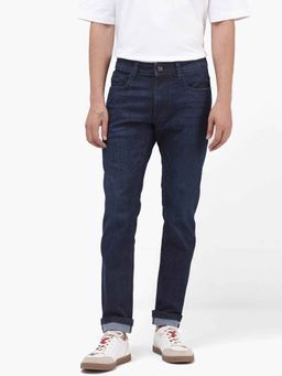 Rare Rabbit - Navy Blue Solid Slim Fit Jeans
