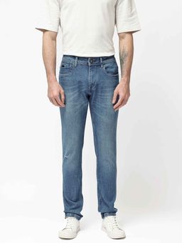 Rare Rabbit - Blue Solid Slim Fit Jeans