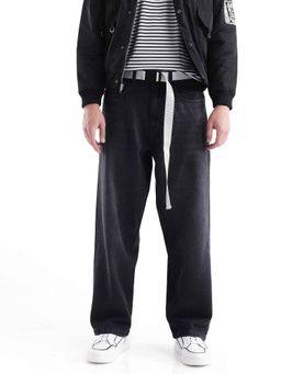 Rare Rabbit - Grey Solid Loose Fit Jeans