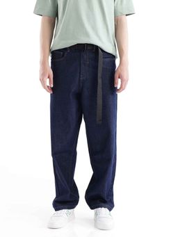 Rare Rabbit - Blue Solid Loose Fit Jeans