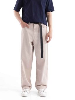 Rare Rabbit - Beige Solid Loose Fit Jeans