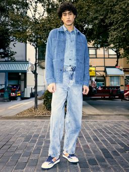 Rare Rabbit - Blue Solid Loose Fit Jeans