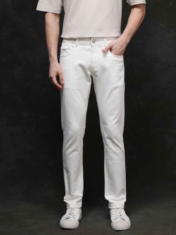 Rare Rabbit - Off White Solid Slim Fit Jeans