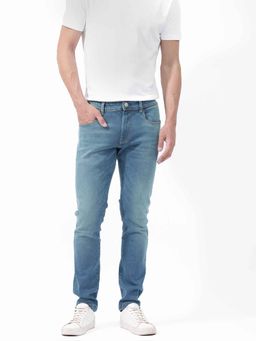 Rare Rabbit - Blue Solid Slim Fit Jeans