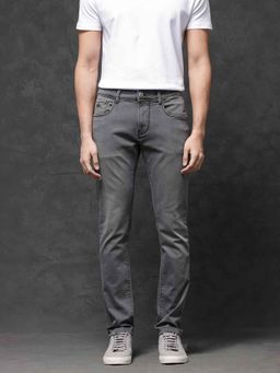 Rare Rabbit - Grey Solid Slim Fit Jeans