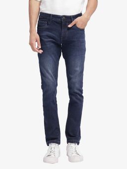 Rare Rabbit - Navy Blue Solid Slim Fit Jeans