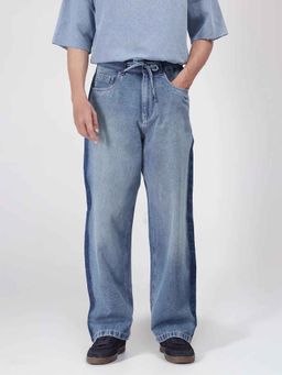 Rare Rabbit - Blue Solid Loose Fit Jeans