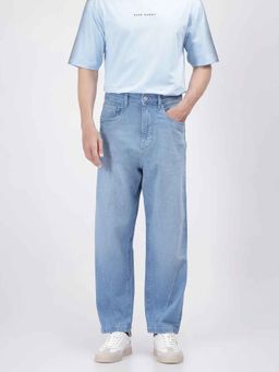 Rare Rabbit - Blue Solid Loose Fit Jeans