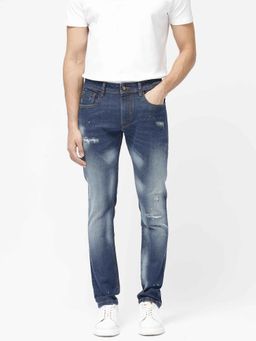 Rare Rabbit - Blue Solid Slim Fit Jeans