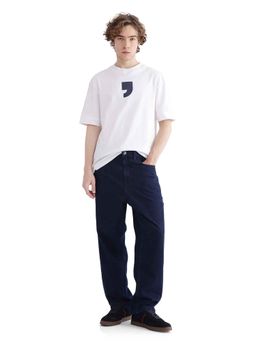 Rare Rabbit - Blue Solid Loose Fit Jeans