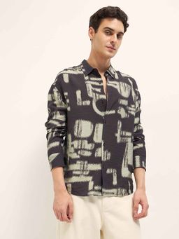 The Bear House - Brown Abstract Relaxed Fit Shirt