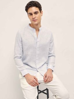 The Bear House - Blue Solid Slim Fit Shirt