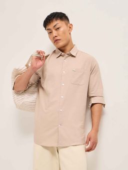 The Bear House - Pink Solid Slim Fit Shirt