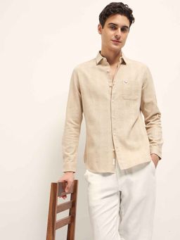 The Bear House - Beige Checks Slim Fit Shirt