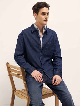 The Bear House - Blue Solid Oversized Fit Shirt