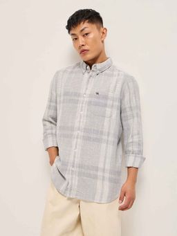 The Bear House - Grey Checks Slim Fit Shirt